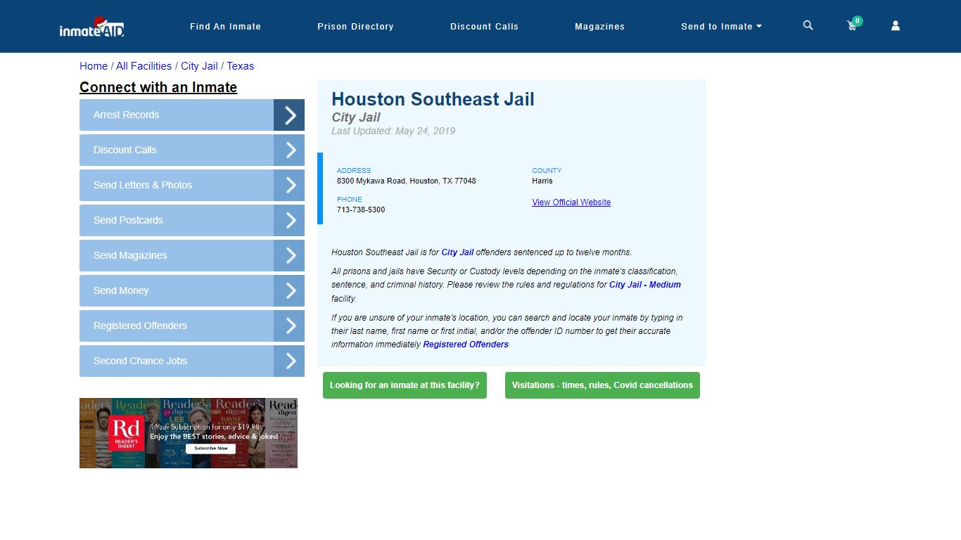 Houston Southeast Jail | Inmate Locator
